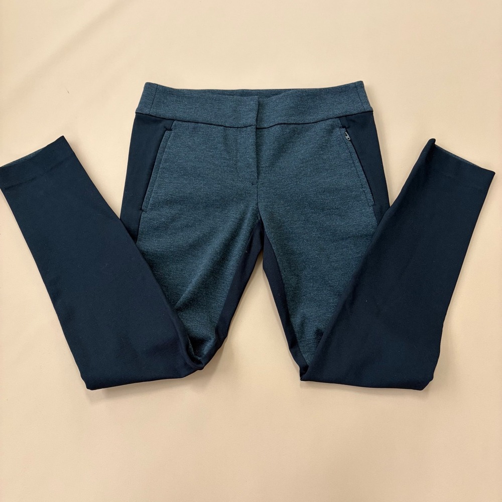 Ann Taylor Loft Womens Size 2 Legging Ankle Pants Black Grey‎ Two Tone Stretch